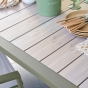 Table de jardin extensible coulissante ÉVASION Effet bois Lin & Vert laurier