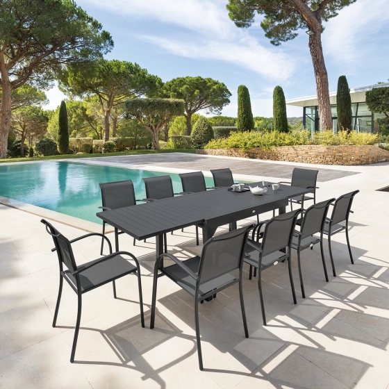 Table de jardin extensible Piazza Graphite 10P