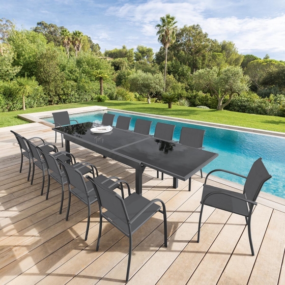 Table de jardin extensible Piazza Anthracite & Graphite