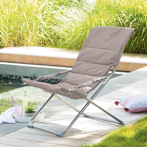 Fauteuil relax de jardin Milos Taupe