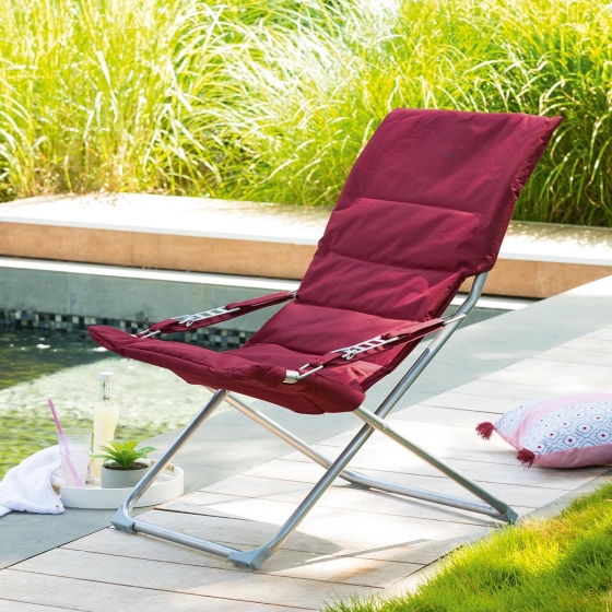 Fauteuil relax de jardin Milos Bordeaux