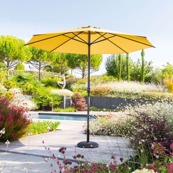 Parasol droit rond Loompa Jaune moutarde