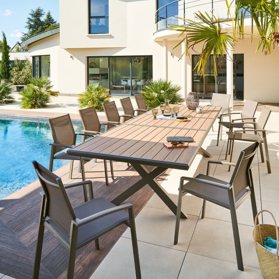 Table de jardin extensible Axiome Honey & Praline