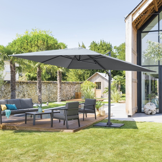 Parasol Décentré Eléa 4x3M Inclinable Ardoise