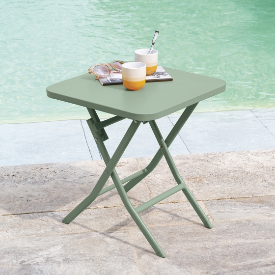 Table d'appoint de jardin carrée Greensboro Vert olive