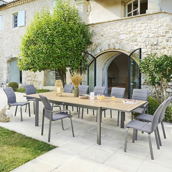 Table de jardin extensible ÉVASION Effet bois Honey & Praline