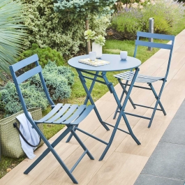 Table de jardin pliante ronde Greensboro Bleu indigo