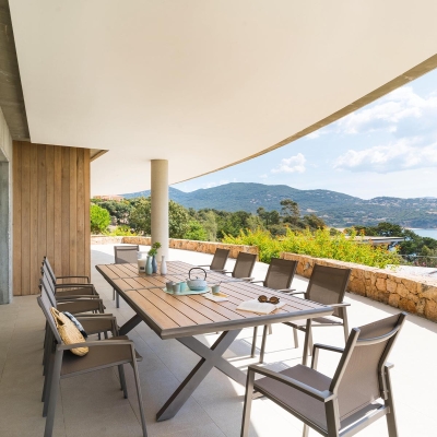 Table de jardin extensible Axiome Effet bois honey & Praline