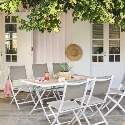 Table de jardin pliante rectangulaire Azua Houblon & Blanc
