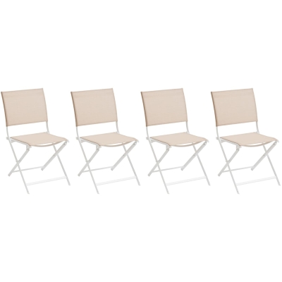 Lot de 4 chaises de jardin pliantes Axant Lin & Blanc
